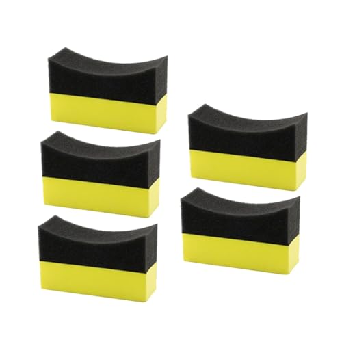 Esponja de limpieza de neumáticos, 5 piezas de esponja de espuma curvada para limpiar las esquinas del coche, aplicador de brillo de neumáticos, para limpiar las esquinas del coche, aplicador de