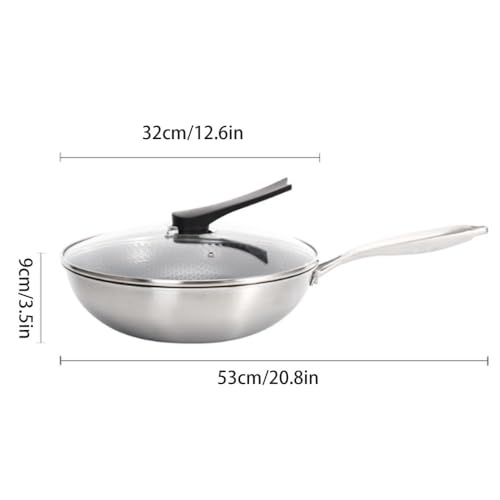 Wok de acero inoxidable con tapa de vidrio 12.6 pulg miniatura 5