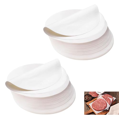 1000 Piezas Papel Antiadherente Hamburguesas, 11cm Horno Papel Redondo para Hamburguesas, Resistente al Aceite, Ideal para Cocinar, Hornear y Congelar, Compatible con Freidora de Aire y Microondas