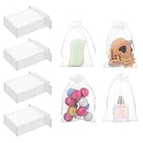 AojSup 400 Pcs Organza Drawstring Bags, 4.3 x 6.3 Inch Small Mesh Gift Bags with Drawstring Satin, White Organza Bag for Jewelry Wedding Favors Christmas Party Packaging