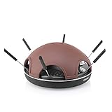 Tristar Pizza Festa 6, handgemachte Terracotta Kuppel, 1200 Watt Leistung, 37 cm ø, inklusive Teigschneider und 6 Mini-Pizza Pfännchen, Kabellänge von 2 Metern, Schwarz