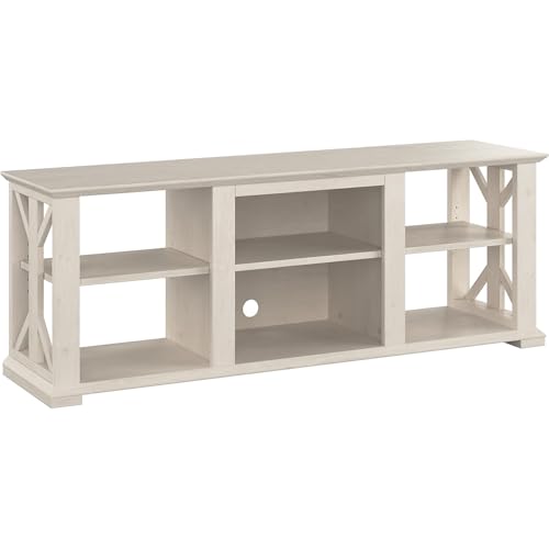 Bush Furniture Homestead Farmhouse TV Stand for 70 Inch TV in Linen White Oak