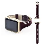 [ウェアプラネット] apple watch 用 バンド 42/41/40/38mm (SE, Series 10/9/8/7/6/5/4/3/2/1) エナメルレザーバンド Slim Line 本革 [ 細い スリム アップルウォッチ バンド 交換ベルト ] Apple Watch アクセサリ WP23098AWBR (ガーネットブラウン)【国内正規品】