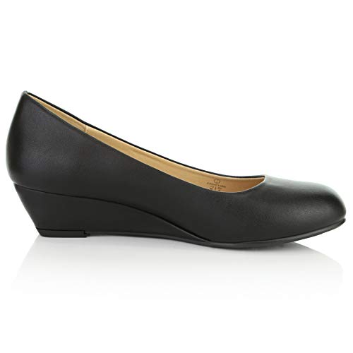 DailyShoes Women's Comfortable Fashion Low Heels Round Toe Wedge Pumps Shoes - Image 4