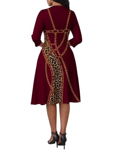 Image of PinkPatty Women's Casual 3 /4 Sleeve Midi Dresses Fit and Flare Church Work Dress with Pockets