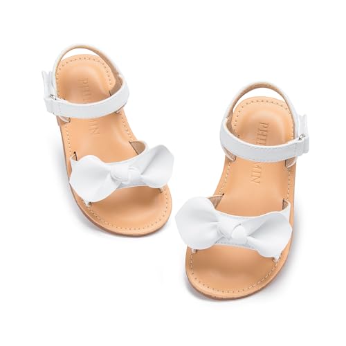 Image of PHIRAMIN Toddler Girl Sandals - Flower Girl Dress Shoes Open Toe Little Kid Flats