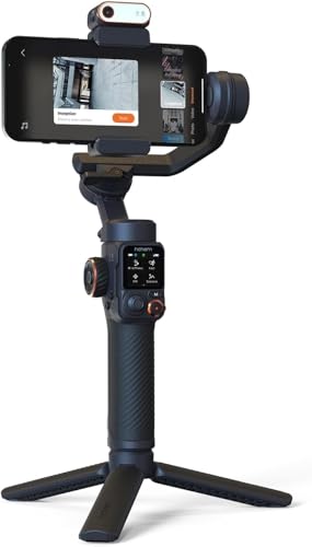 Image of hohem Isteady M7 3 Axis Gimbal Stabilizer for iPhone and Smartphone W /AI Tracking,Detachable Touchscreen Remote,Extension Pole,Magnetic Fill Light for Video Recording, Black