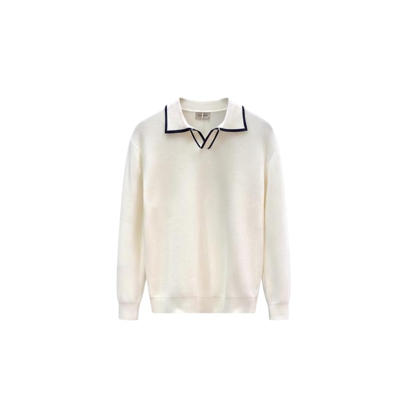 Men’s Knit Polo Sweater with Contrast Collar | Full Sleeve Smart Casual Pullover | Casual Sweater for Man | Regular Fit and Standard Length | Men Stylish Sweaters