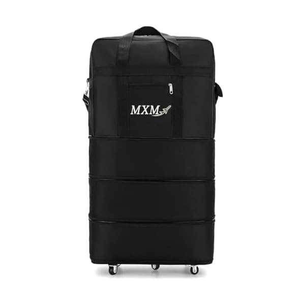 M-X-M-Travel-Moving-Trolley-Luggage-Foldable-Bag-with-Wheels-XX-Large-30kg120L-aE-Waterproof-Zipper-Extendable-Duffel-Organizer-Bag-Black-A M X M Travel Moving Trolley Luggage Foldable Bag with Wheels XX-Large 30kg/120L – Waterproof Zipper Extendable Duffel Organizer Bag (Black-A)