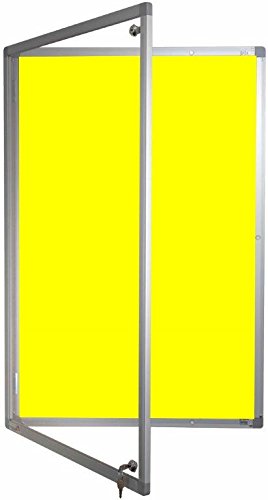 Tamperproof Noticeboard Aluminium Frame Charles Twite Felt Class 1 Fire Rated 1200x900mm, Olympian Yellow