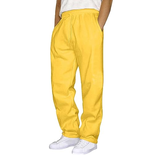 Men’s Straight Leg Sweatpants Joggers Elastic Waist Drawstring Sweat Pants Men Open Bottom Gym Sweatpants with Pockets