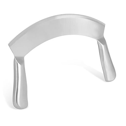 Internet’s Best Stainless Steel Mezzaluna Knife - 10 Inch Blade - MIncing Rocking Vegetable Chopper - Cook Chef Slicing Utensil