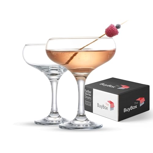 Juego de 2 Copas de Cóctel (9 oz/270 ml). Copas de Martini Espresso, Copas Margarita, Copas Cupé Elegantes y Copas de Champagne, Cristalería de Tallo Largo
