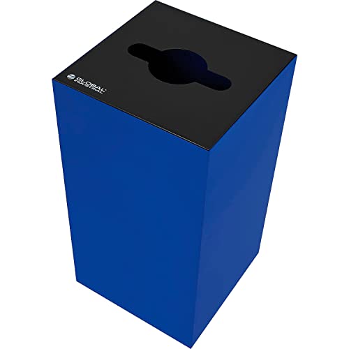 Global Industrial Square Recycling Can with Mixed Recycling Lid, 36 Gallon, Blue