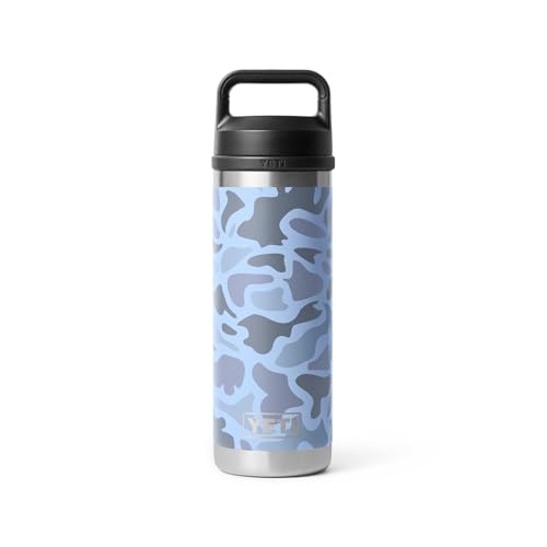 Image of YETI Rambler 18 oz Bottle, Vacuum Insulated, Leakproof, Stainless Steel with Chug Cap, Blue Camo