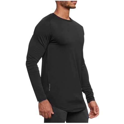 Men UPF 50+ Sun Protection UV SPF Shirts Curved Hem Long Sleeve Lightweight Quick Dry Swim Workout T-Shirt Rash Guard
