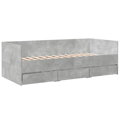 Faroom Cama de día con espacio de almacenamiento, sofá cama con 3 cajones y somier, cama individual de madera, cama individual de 90 x 200 cm, cama funcional de almacenamiento con respaldo, cama