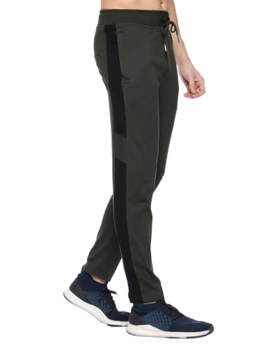 Image of MARK LOUIIS Track Pants for Men: Regular Fit Cotton Blend Lower with 2 Side Zipper Pockets, Back Pocket - Your Go-to for Running, Gym, and Comfortable Style.
