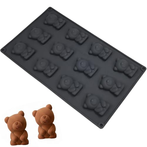 MYZWEL Moule Ourson en Silicone avec 12 Cavités pour Guimauve, Chocolat et Gâteau Enfant, Moule Silicone Pâtisserie Anti-adhésif et Sans BPA, Idéal pour...