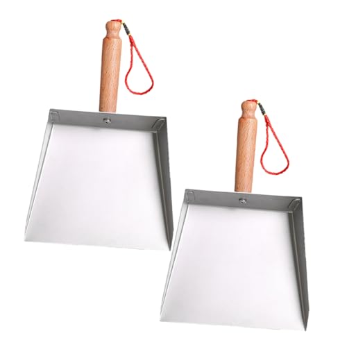 VALICLUD 2 Recogedores De Metal Pequeños De Madera Y Color Plateado