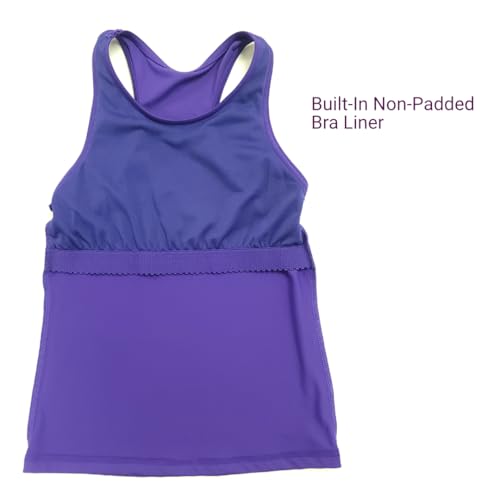image for Liakada Dancewear Girls' Racerback Tank Top with Built-in Shelf Bra - 