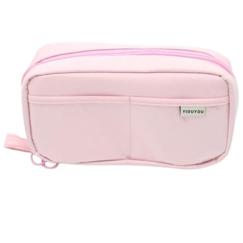 Image of EASTHILL Big Capacity Pencil Pen Case Office College School Large Storage High Capacity Bag Pouch Holder Box Organizer (Plastic, Pink)