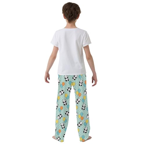 Panda Balloon Love Heart Boys Long Pants Soft Trousers Elastic Waist Kids Lounge Bottoms with Pockets S-XL3