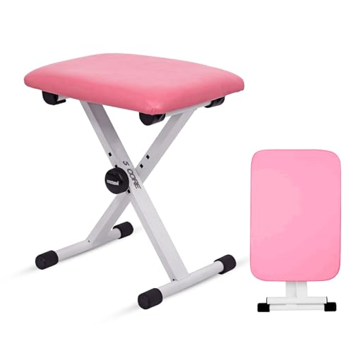 5 CORE Keyboard Bench 2 Inch Padded Cushion Adjustable 18.5' Piano Stool Heavy Duty 370 lbs Capacity...