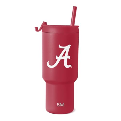 Image of Simple Modern Alabama Crimson Tide Tumbler with Straw | 30oz | Collegiate | Trek Officially Licensed University of Alabama Insulated Water Bottle, Travel Mug | Football Gift for Men, Dad, Him, Her