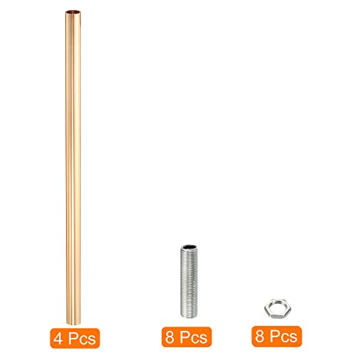 Image of MECCANIXITY Threaded Extension Rod, 11.8 inch Lamp Pipe with Connector Light Fixture for Pendant Light Island Lighting Chandeliers Stems, French Gold 4 Set