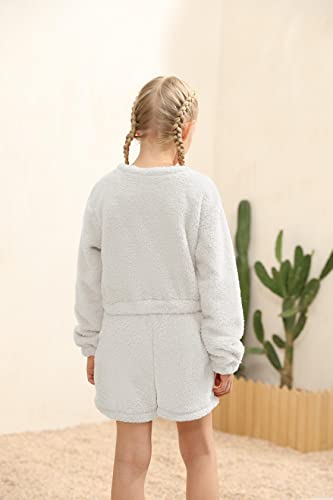 Image of Mafulus Girls Pants Sets Two Pieces Kids Comfy Lightweight Long Sleeve Fleece Sets with Pockets