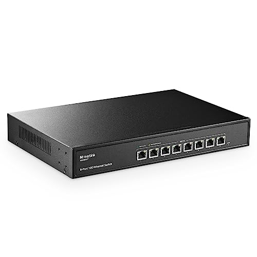 MokerLink 8 Port 10Gbps Etheret Switch, Support 10G/5G/2.5G/1000M/100M Auto-Negotiation, 160Gbps Bandwidth Unmanaged Plug and Play Switch