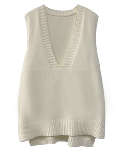 Image of Women's Casual Sweater Vest Sleeveless Knit Waistcoat Loose fit Pullover Sweaters
