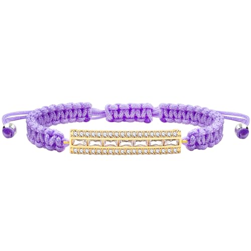 Image of Hand-woven String and Tennis Zircon Bracelet, Stylish Retro Adjustable Bracelet BFF Cubic Zirconia Crystal Women's Love Friendship Jewelry