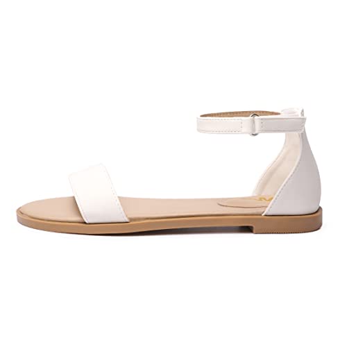Image of LM Women's Flat Sandals Open Toe One Band Ankle Strap Sandals Casual Summer Flat Sandals