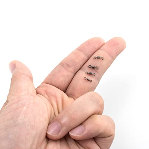 Image of Dr.Fish 50 Pack Fishing Micro Swivels Fly Fishing Swivels Rolling Barrel Swivels High Strength Solid Rings Hook line Connector Black Nickel Swivels Fishing Tackles 7mm