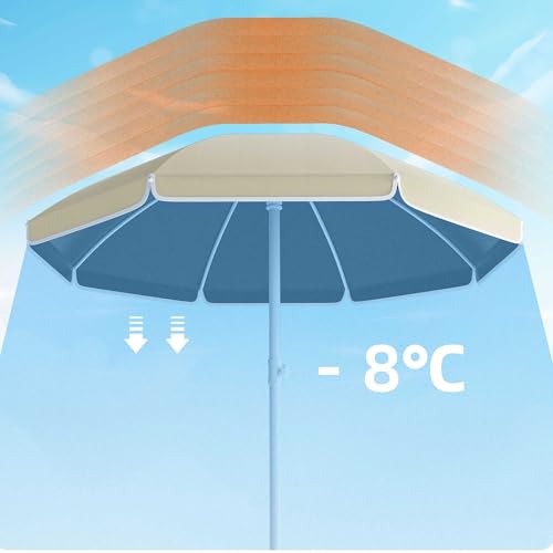 Parasol de plage de 2,4 m à 2,7 m rond vert réglable piscine