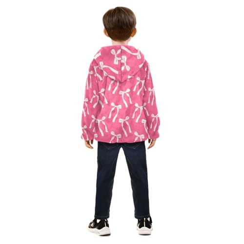 Ribbon Bows Girls Fleece Jacket Girls Fall Jacket Girls Zip Up Hoodie Girls Sherpa Jacket 2-10T4