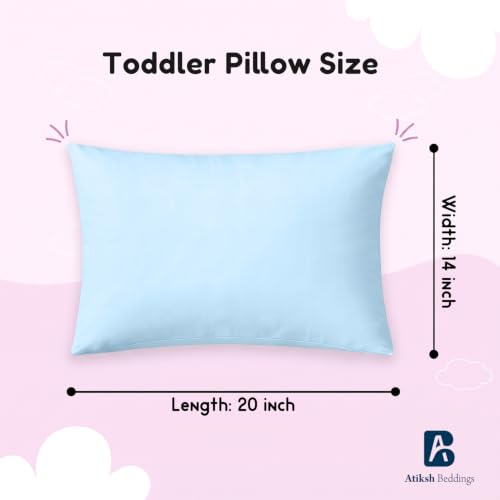 Image of Atiksh Beddings 14x20 Toddler Travel Pillow Cases, Pack of 2, 100% Egyptian Cotton, 600 Thread Count, Zipper Closure, Small Pillowcase for Kids, Daycare, Preschool & Travel, Light Blue
