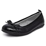 Nautica Girls' Dress Slip On Ballerina Flats – Mary Jane Ballet Fashion Shoes for Toddlers, Little Kids, and Big Kids – Lightweight & Comfortable-Lunette-Black-Size 11
