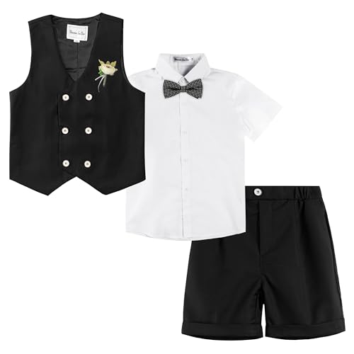 LOLANTA 4Pcs Summer Boys Suit, Kids Dress Clothes Shirt Vest Shor...