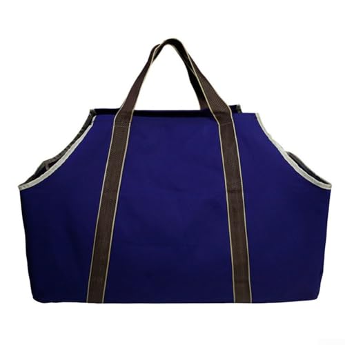 Besttoolifes Bolsa grande de lona para leña, 66 x 33 x 44 cm, impermeable, con asas resistentes para un transporte cómodo de cargas pesadas, almacenamiento de madera en invierno al aire libre (azul