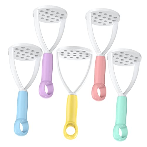 ABOOFAN 5Pcs Food Masher Manual Potato Presser for Complementary Food Vegetable Fruit Crusher for Chopping Potatoes Carrots Bananas and More