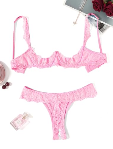 Image of Avidlove Sexy Lingerie Set for Women Lace Bra and Panty Sets Underwire Push Up Lace Lingerie Set XS-XXL