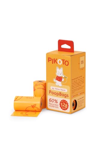 Image of Dog Poop Bags, 128 Count, Refill Alert, Orange, Peach Scented