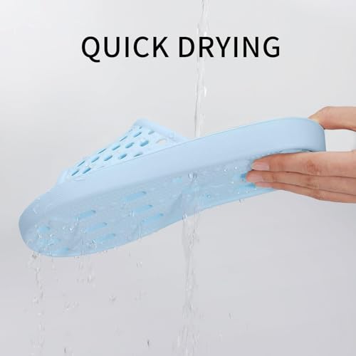 Image of Litfun Shower Shoes for Women Non-Slip Quick Dry Shower Slippers Lightweight Pool Sandals with Drain Holes for College Dorm, Beach, Bathroom & Gym