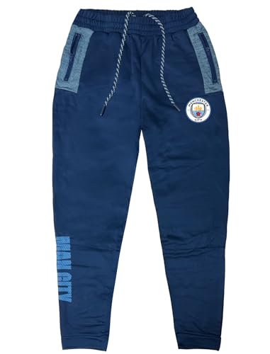 Icon Sports Men's Manchester City Joggers Casual Sweatpants, Licensed M. City Track Pants with Zipper Pockets (AL) Blue