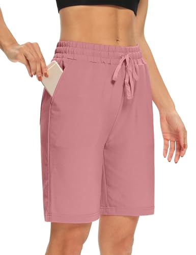 Shorts Damen Sommer Bermuda Shorts Casual Kurze Hose Sport Shorts Baumwolle Kurz Sporthose Jogginghose Knielang Yoga Running Shorts mit Taschen