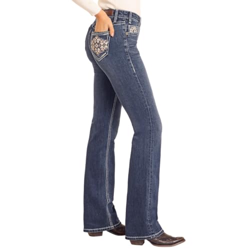 Rock & Roll Denim Women's Mid Rise Aztec Bootcut Jeans3