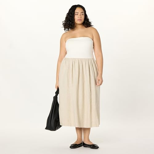 Image of The Drop Womens Hellen Strapless Mixed Media Maxi Dress